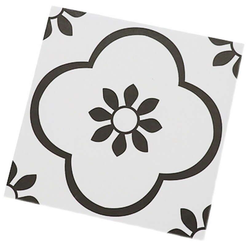 Schil En Stok Vloertegel, Zwart En Witte Bloem Pvc Vloeren, Zelfklevende, Waterdicht Tegel, 12X12 Inch, Pak Van 10: Default Title