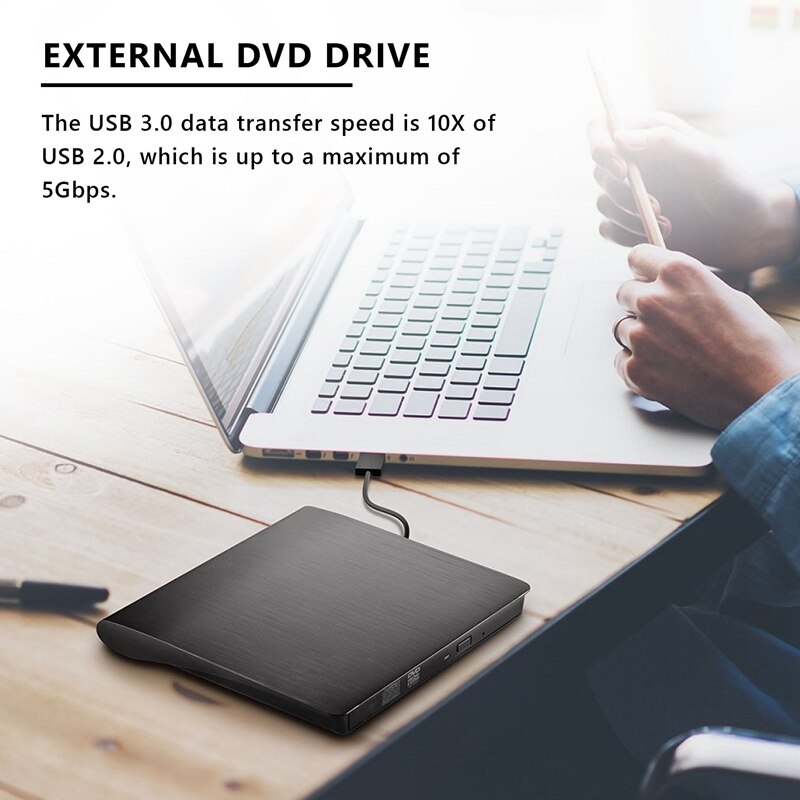 External Cd Dvd Drive With Case Usb 3.0 Optical Drive Portable Slim Cd Rw Rom Drive Player Burner Writer Rewriter High Speed For
