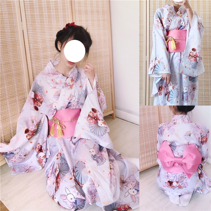 Vestido Kimono tradicional japonés para mujer, Kimono Oriental Yukata para Festival de Año , disfraces de Cosplay Vintage Obi