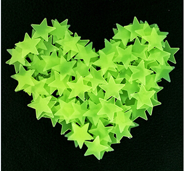 100pcs / bag 3cm luminous dark toy luminous star sticker bedroom decoration fluorescent painting toy children's room pvc sticker: green