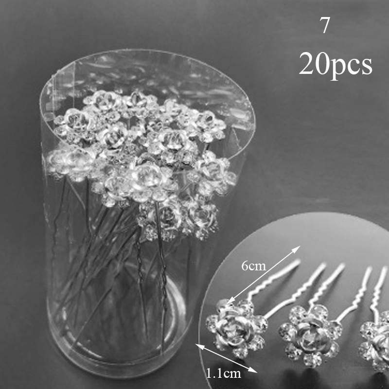 20 pçs feminino grampos de cabelo flor hairpin vara casamento nupcial cristal pérola grampos de cabelo em forma de u presilhas acessórios para o cabelo
