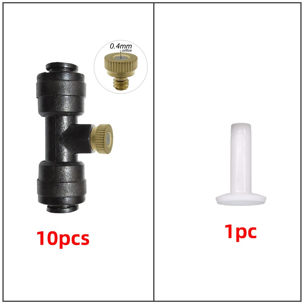 Brass Atomizing Nozzles 1/4 Inch Sliding Lock Tee Connector Garden Spray Nozzle Kit For Outdoor Patio Atomization Cooling System: C