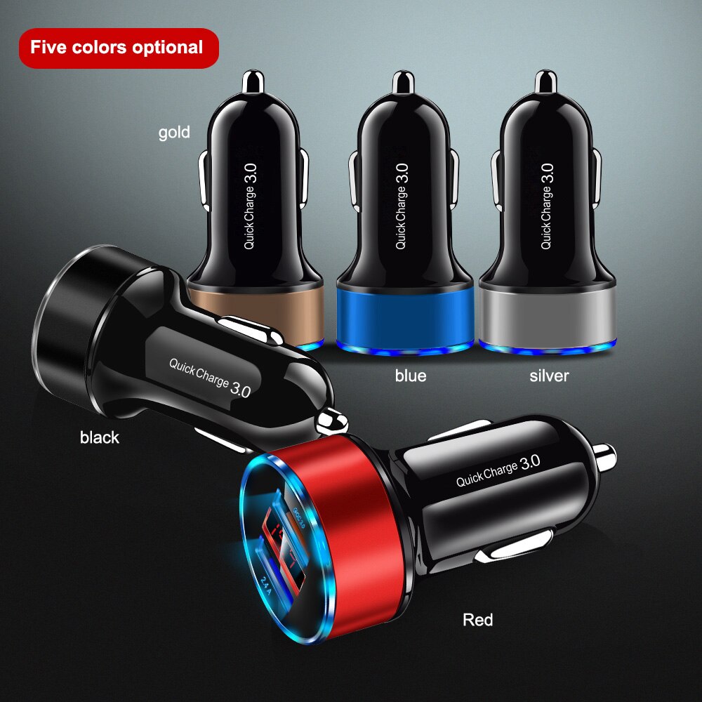 Olaf Qc 3.0 Usb Car Charger Voor Samsung A50 S9 Quick Charge 3.0 30W 3A Snelle Lading Autolader 2 Usb-poort Mobiele Telefoon Laders