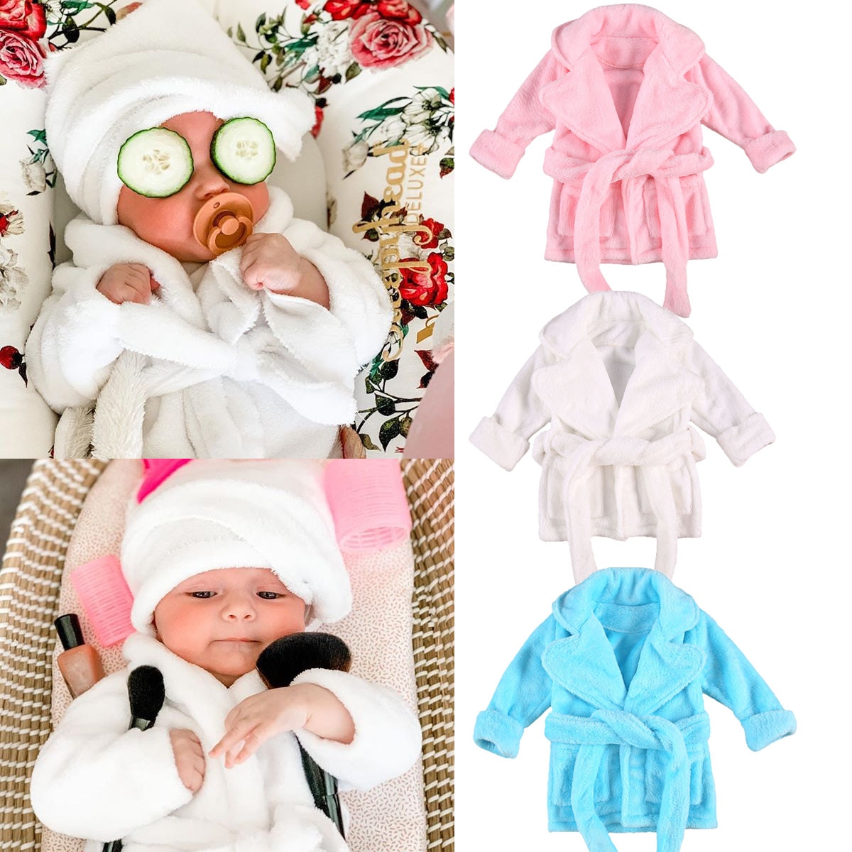 Kleinkind Baby Jungen Mädchen Bademantel Flanell Roben Herbst Winter Einfarbig v-ausschnitt Bandage Kleid freundlicher freundlicher Warme Nachtwäsche Schlafanzug