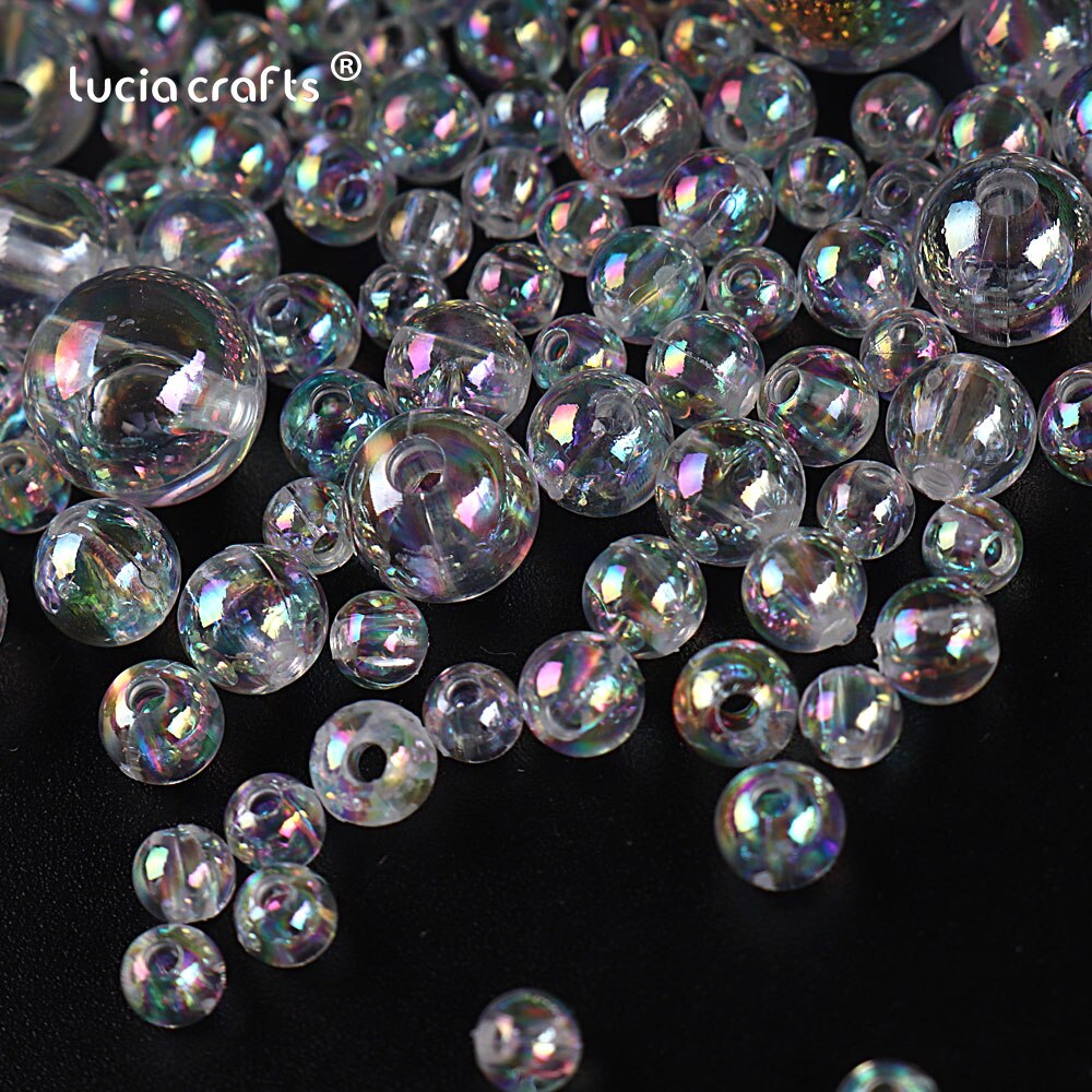 4-12mm AB Color Transparent Imitation Pearl Bead ABS Clear Loose Round Spacer Bead DIY Bracelet Material Jewelry Making E1222