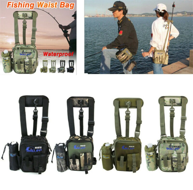 Sac de pêche en toile imperméable UK sac de stockage de tige de leurre d'épaule de taille
