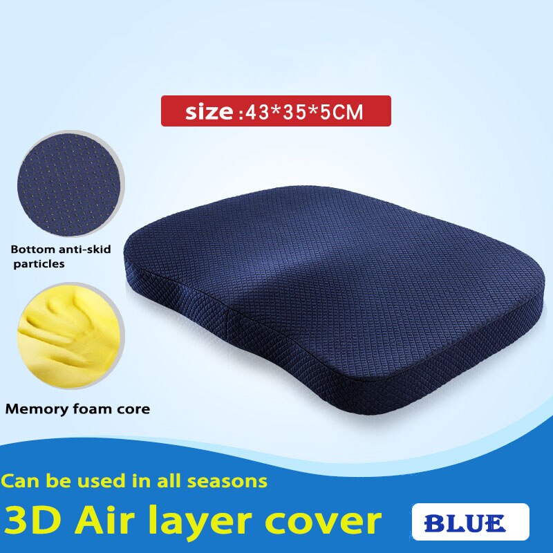 Memory Foam Seat Cushion Coccyx Orthopedic Pillow For Chair Massage Pad Car Office Hip Pillows Tailbone Pain Relief Seat Cushion: Blue Upgrade style