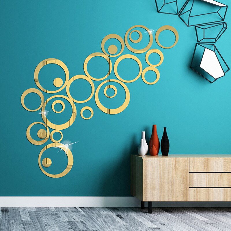 3D Acrylic Mirror Wall Sticker Wall Decoration Printing Mirror Wallpape Wall Mirror Decor Black and Gold Mirror for Wall