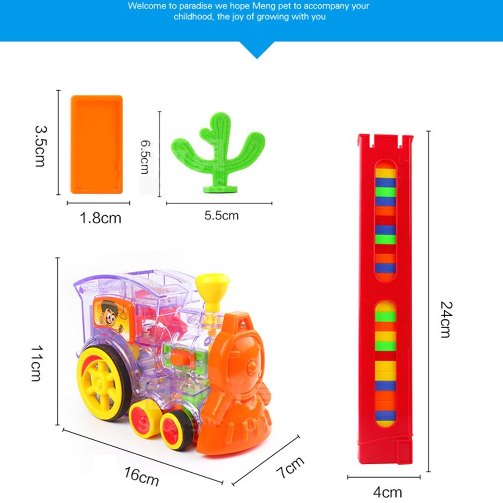 Children's Domino Train Car kit With Sound Light Automatic Emission Set Up Blocks Elevator Springboard Bridge Set kids Toys