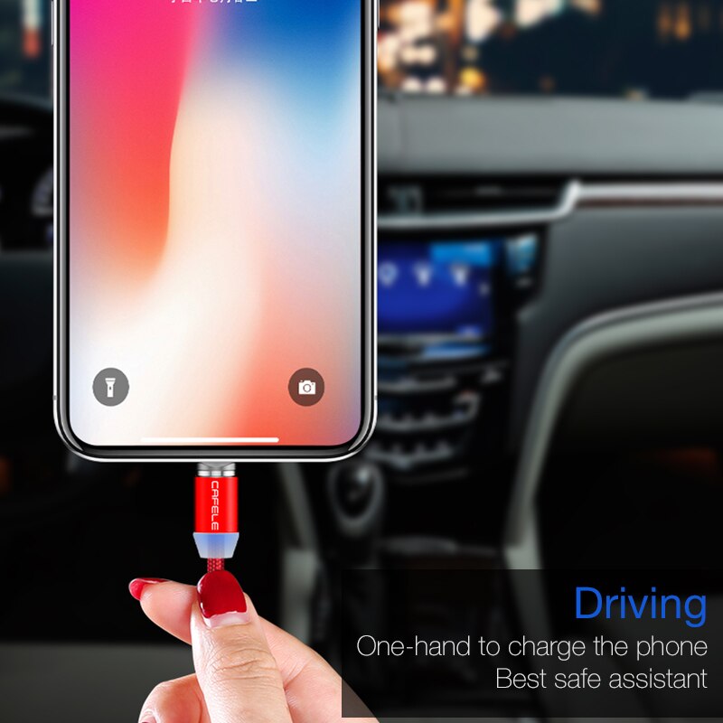 Cafele Magnetische Usb C Kabel/Micro Usb/Voor Iphone Xs 8 7 6 Kabel Nylon Weave Usb Type C Kabel 100 Cm/200 Cm Dc 5V 2.4A Max