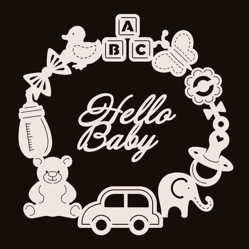 DiyArts Hello Baby Metalen Stansmessen Auto Speelgoed Olifant Cirkel voor Card Making Scrapbooking Embossing Bezuinigingen Stencil Craft Sterft