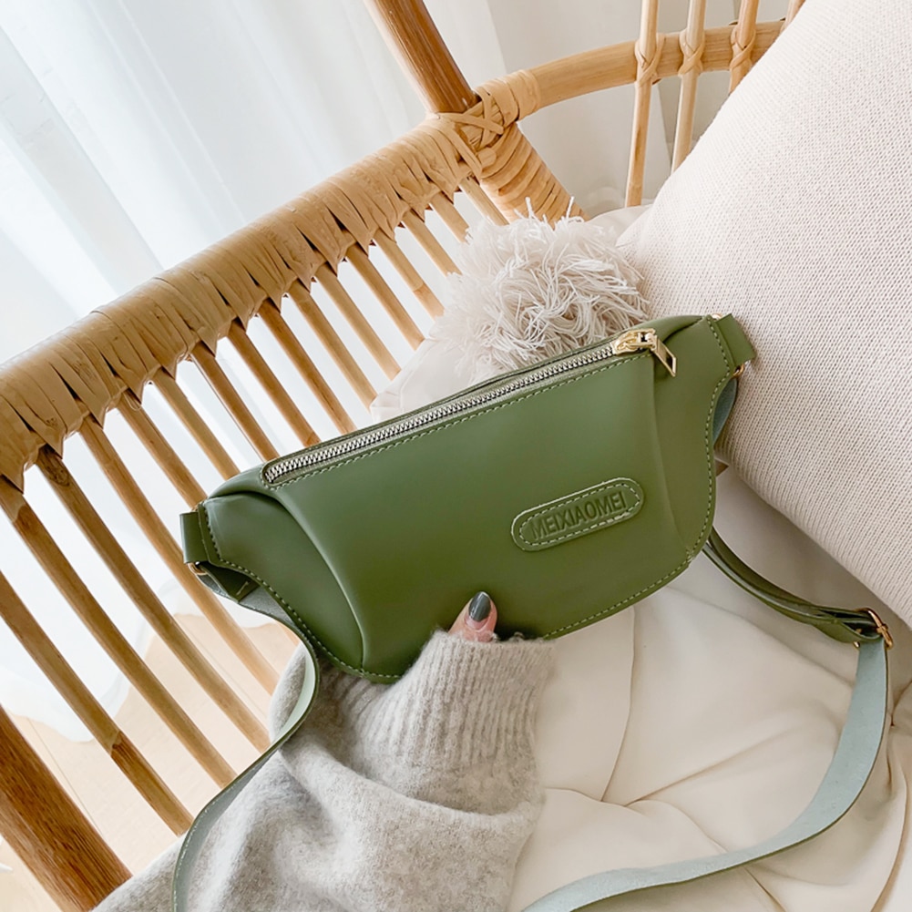Couleur unie Fanny poitrine Pack réglable large sangle en cuir PU taille Pack pochette rétro femmes épaule sac à bandoulière taille sac