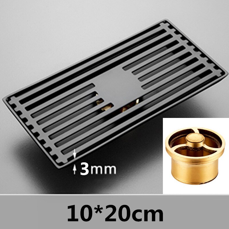 Thickened Stainless Steel Floor Drain Solid Large Displacement Strip Bathroom Hotel Rectangular Floor Drain: Brass B