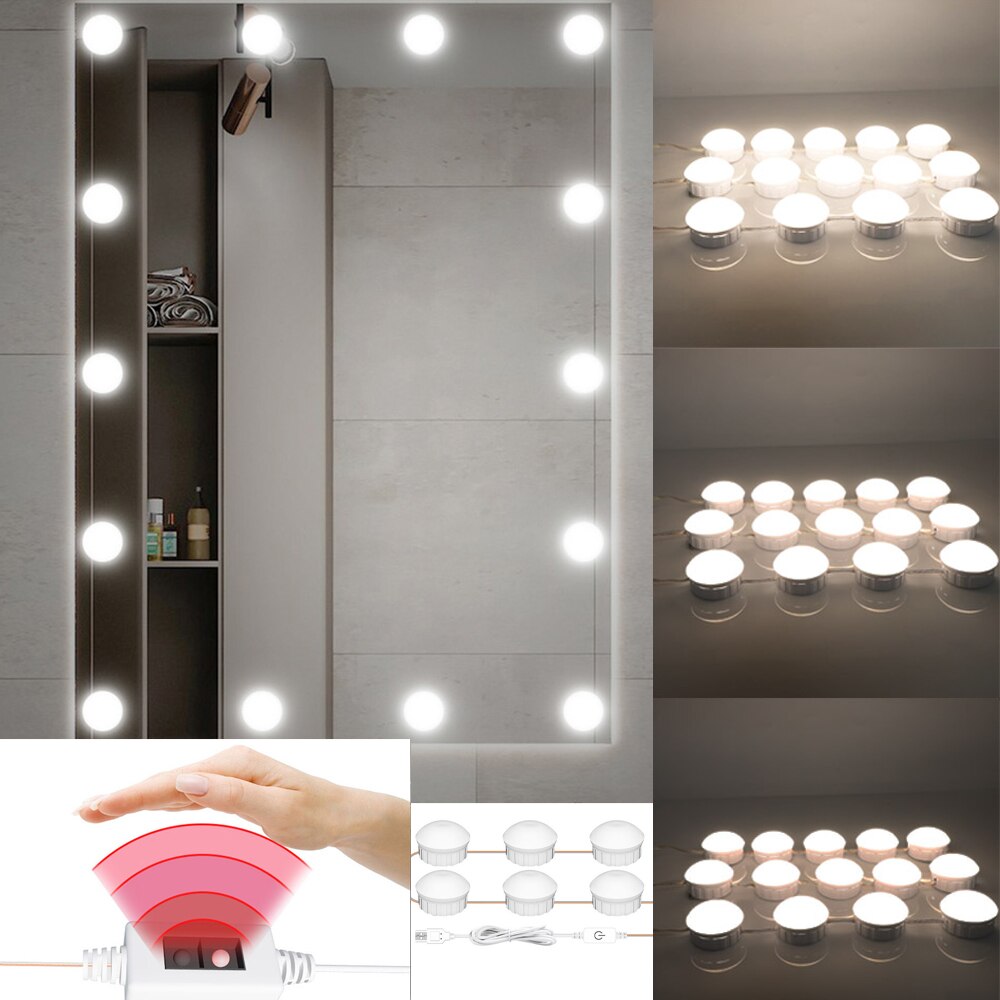 5 ampoules LED USB pour miroir de maquillage, éclairage mural