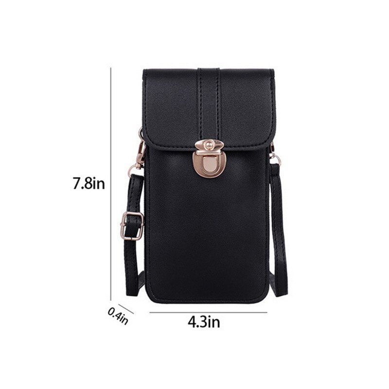 Litthing Touch Screen Mobile Phone Purse Smartphone Leather Mini Wallet Bag with Shoulder Strap Waterproof Touch Bag for Women