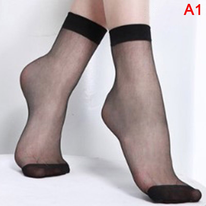 10 par kvindelige korte sokker damestrømper tynde krystal gennemsigtige #39 pige ankelstrømper: A1
