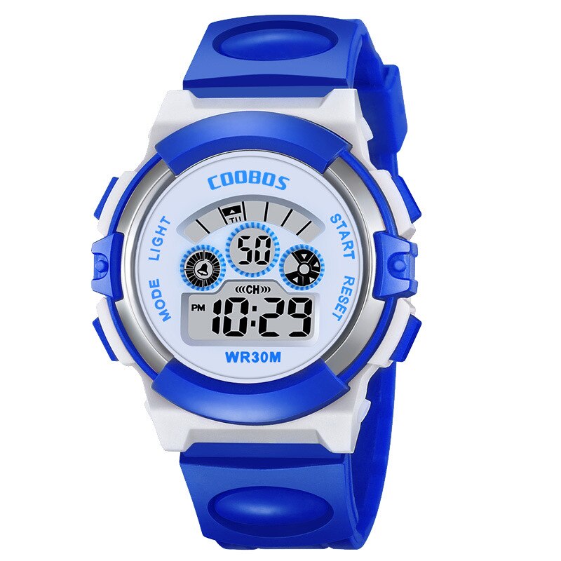 Kids Horloge Kinderen Meisje Analoge Digitale Sport Horloge Led Elektronische Waterdichte Polshorloge Siliconen Band Kid Horloges Cadeau Relogio: Blauw