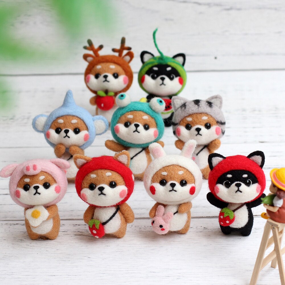 Wool Felt Craft DIY Handmade Toy Animal Doll Wool Felt Poked Kitting Non-Finished DIY Wool Needle Felting Package Set