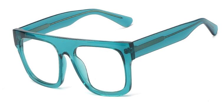 Transparent Glasses Oversized Square Women's Eyeglasses Frame Flat Top Men's Glasses Frame Pink Blue Large Feminine Glass: C5 green clear
