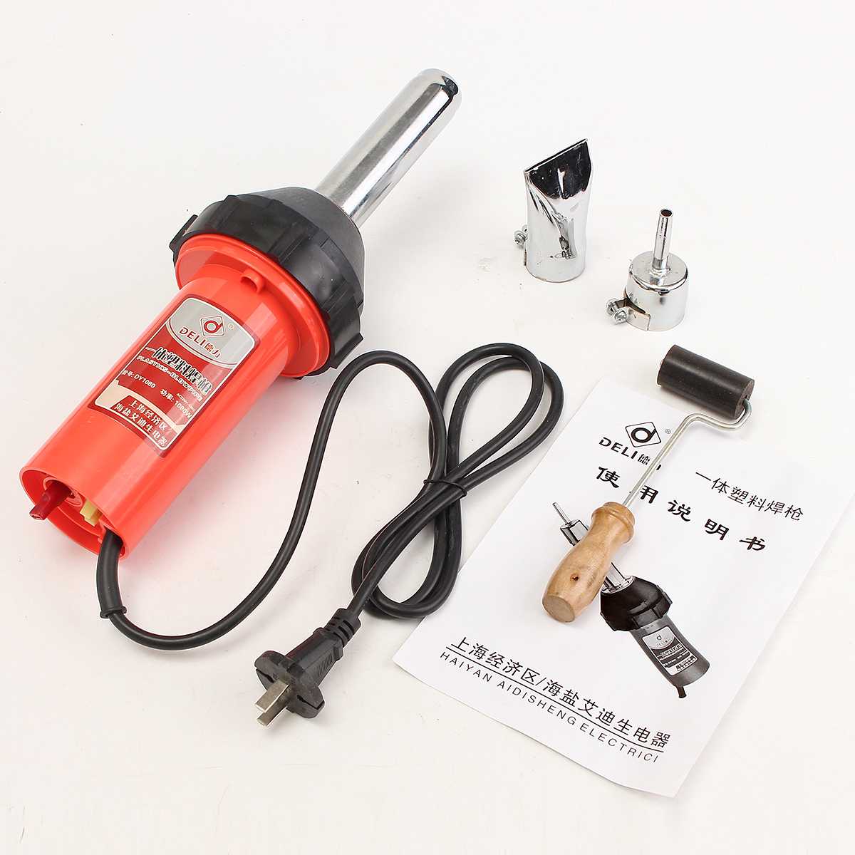 220V 1080W Air Guns Plastic Welders Plastic Torch Welders Heat Tools Kit with Nozzle +Roller+Adapter Welding Machine