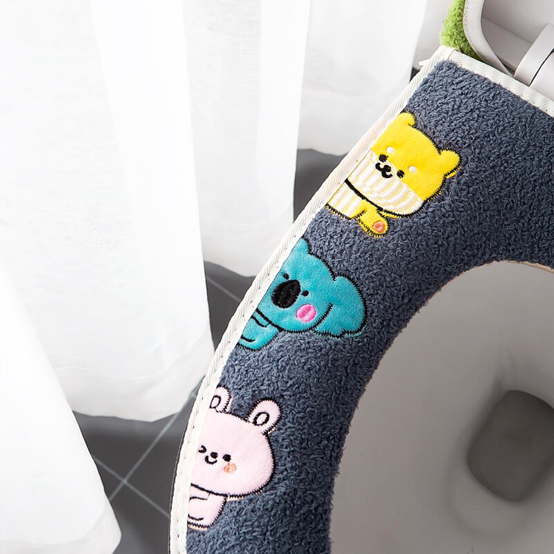 Cotton Linter Overcoat Toilet Case Bathroom Multi Color Toilet Mat Warm Toilet Seat Cover