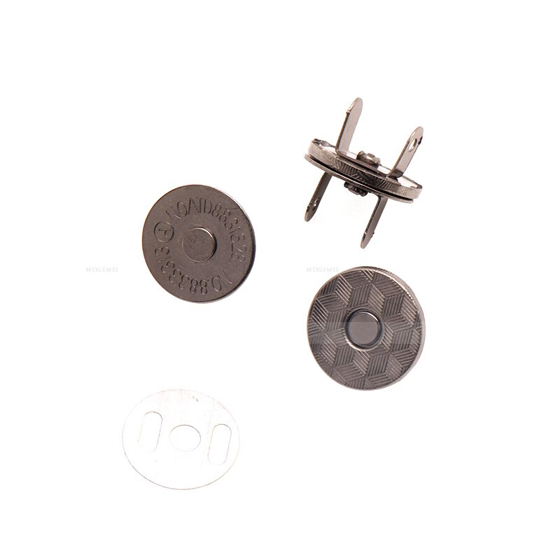 Juego de 10 botones magnéticos finos de 10mm, 14mm y 18mm, bolsas con imán, hebilla de adsorción automática, botones de Metal, broches, botones de billetera: 6 # / Níquel negro