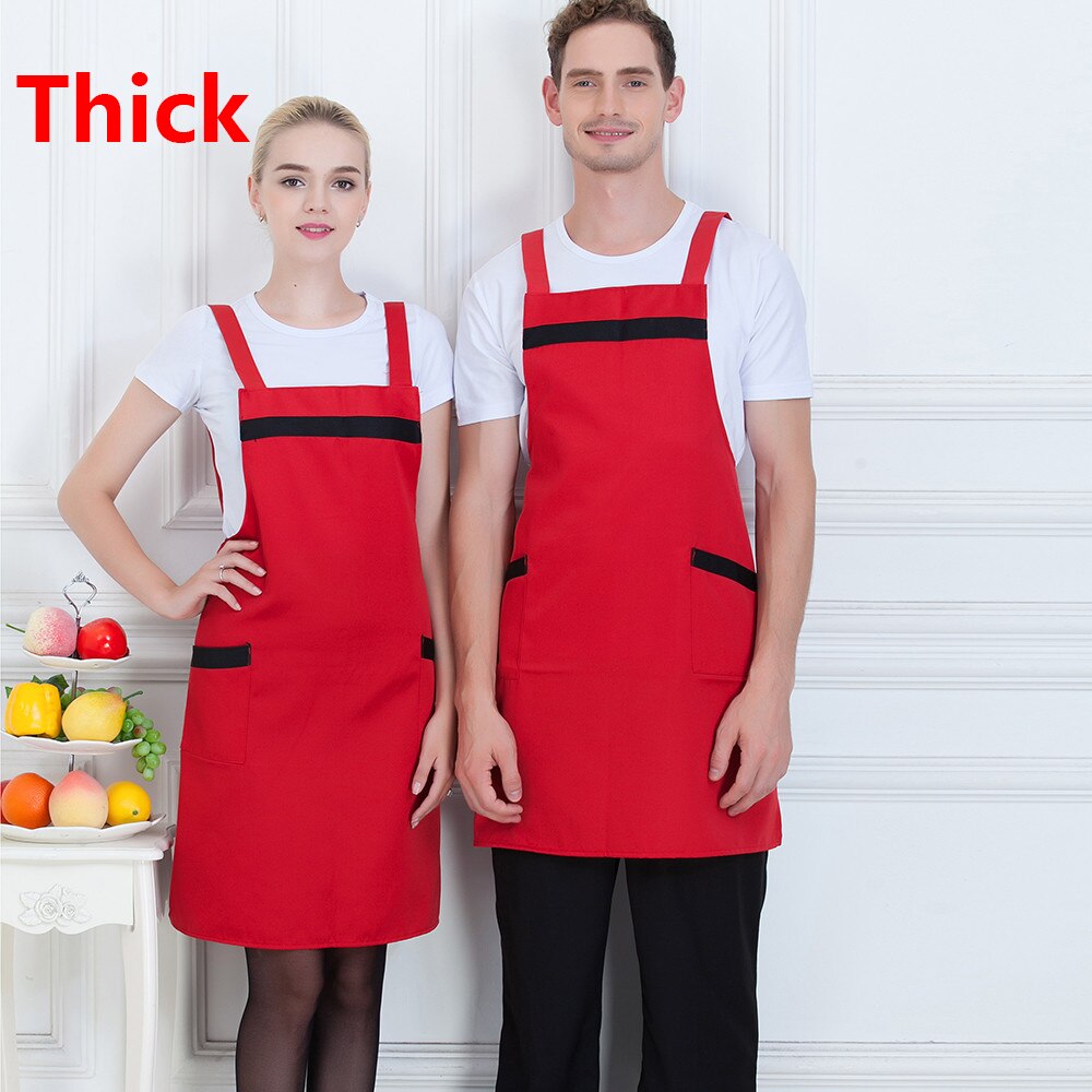 Spliced Kleur Chef Schort met Pocket Dikke Dunne Werkkleding Schorten voor Vrouwen Mannen Food Service Keuken Koffie Bakkerij Ober uniform: Thick1