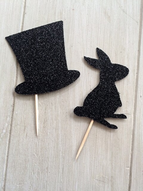 Glitter Magic Goochelaar Cupcake Toppers, magische Hoed, goochelaar Konijn bruiloft Decorations24pcs