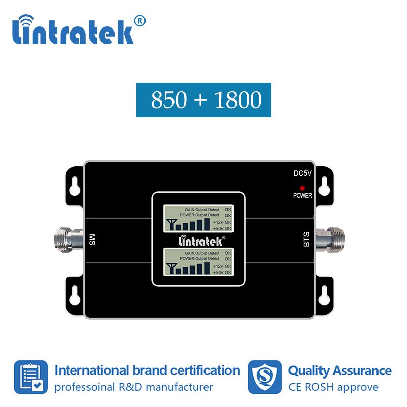 Lintratek 4G 850Mhz 1800 Dcs Cdma Cellulaire Booster Dual Band 1800Mhz Mobiele Mobiele Telefoon 850 Signaal Booster repeater Versterker S8