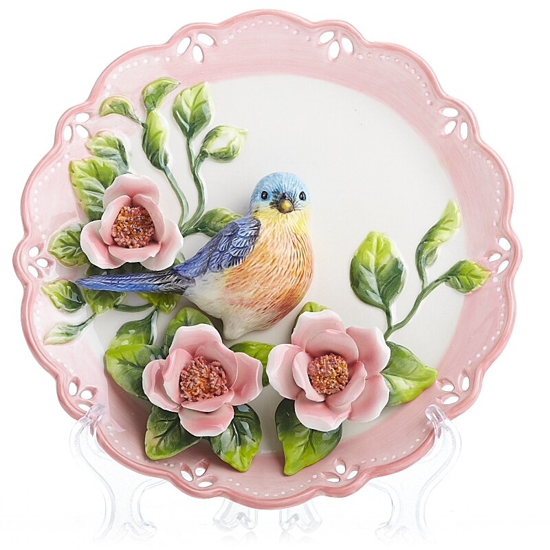 Assiette décorative Vintage 3D en forme d'oiseau, décoration murale suspendue, peinte à la main, en céramique, idée de pour la maison et le salon: Default Title
