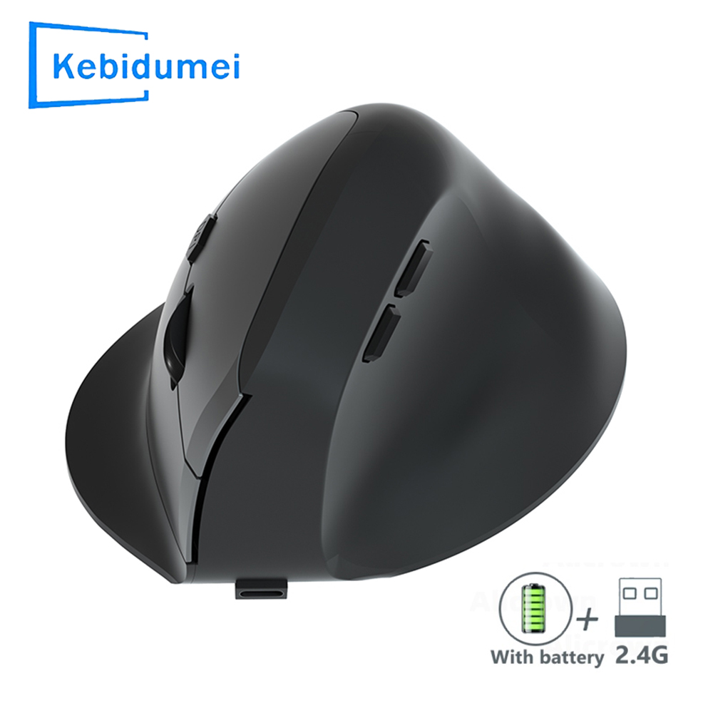 Vertical Mouse Ergonomic 2.4GHz Wireless Optical Mice Bluetooth 5.2 DPI 800/1200/1600 6 Buttons for Laptop PC Computer Desktop: GRAY