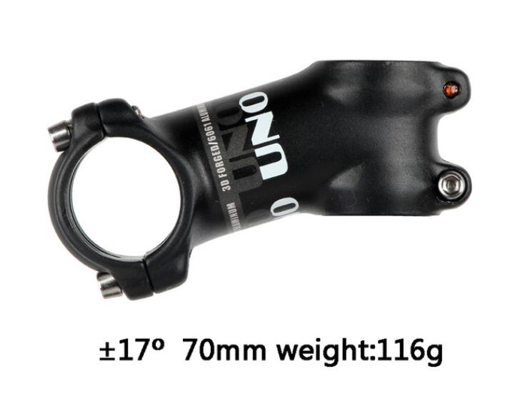 UNO Bike Stem Ultralight Mountain MTB Bicycle Stems Alloy Aluminum Stem 60/70/80/90/100/110/120/130mm: 17 degrees 70mm