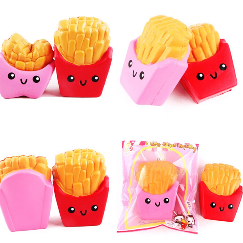 Pommes frites elastisk pu stressavlastning antistress squishy klemme duftende stikke den squish den håndgrep muskelkrafttrening