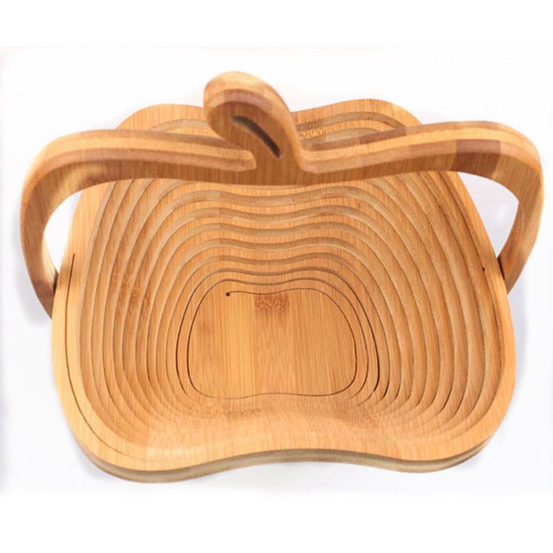 Novelty Foldable Apple Shaped Bamboo Basket Foldable Fruit Basket: Default Title