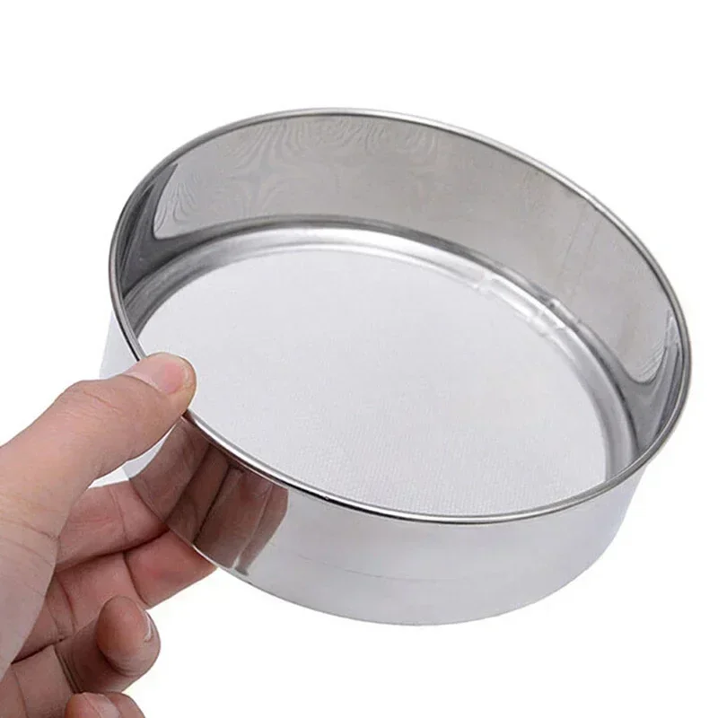 Tamiz tamiz de harina de malla, colador para hornear pasteles, herramientas de cocina para el hogar, ideal para tamizar harina de acero inoxidable, 15cm, 1 ud.