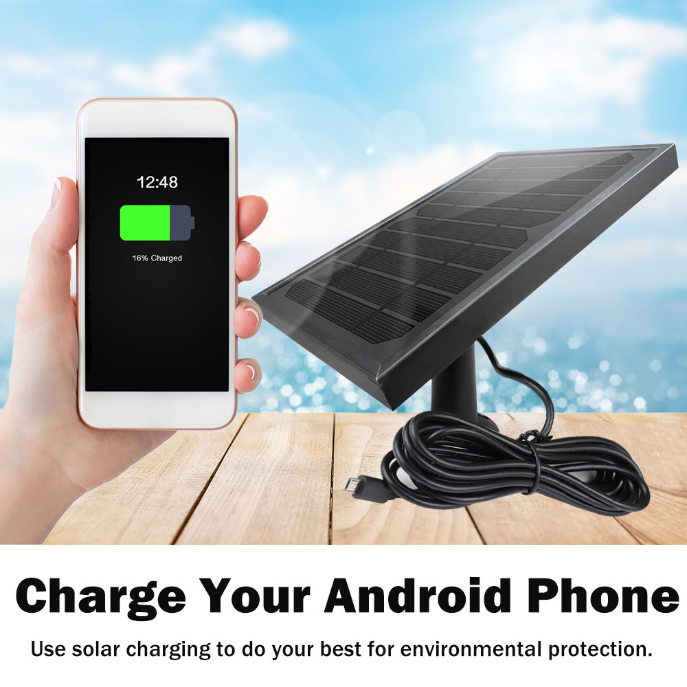 Hismaho 5W Panel Solar 5V/1A Puerto USB con 3 metros Cable para Cable de seguridad al aire libre cámara CCTV IP de carga de la batería