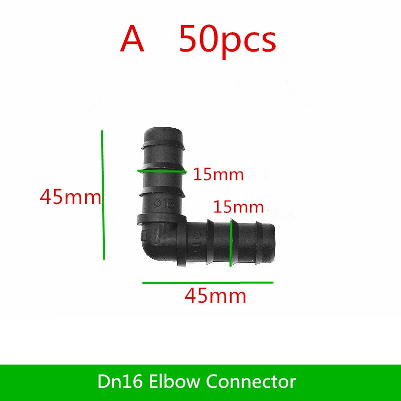 Elbow Connector Insert Barb Coupler 90° Elbow Poly Hose Barbed Fittings Greenhouse Micro Drip Irrigation Fittings: A   50pcs