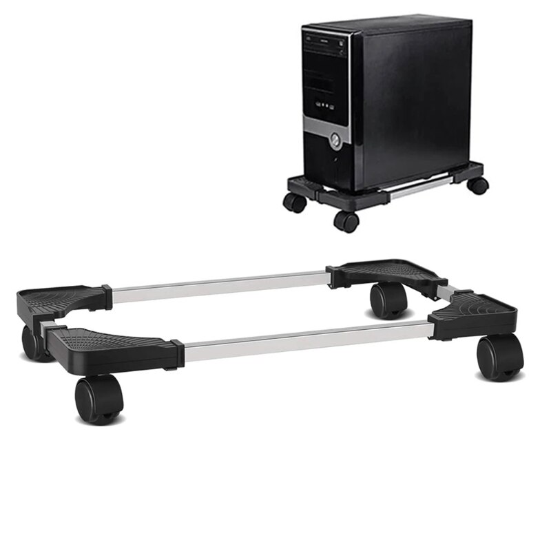 Mobile CPU Computer Tower Desktop Bracket Cooling Base Pulley Chassis Bracket Adjustable Shelf