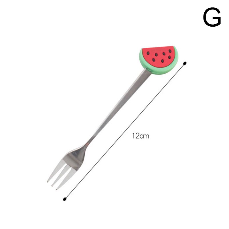 Spoons Fork Stainless Steel Coffee Stirring Spoon Fruit Dessert Fork Fruit Shaped Kitchen Tool Teaspoon Tableware: G