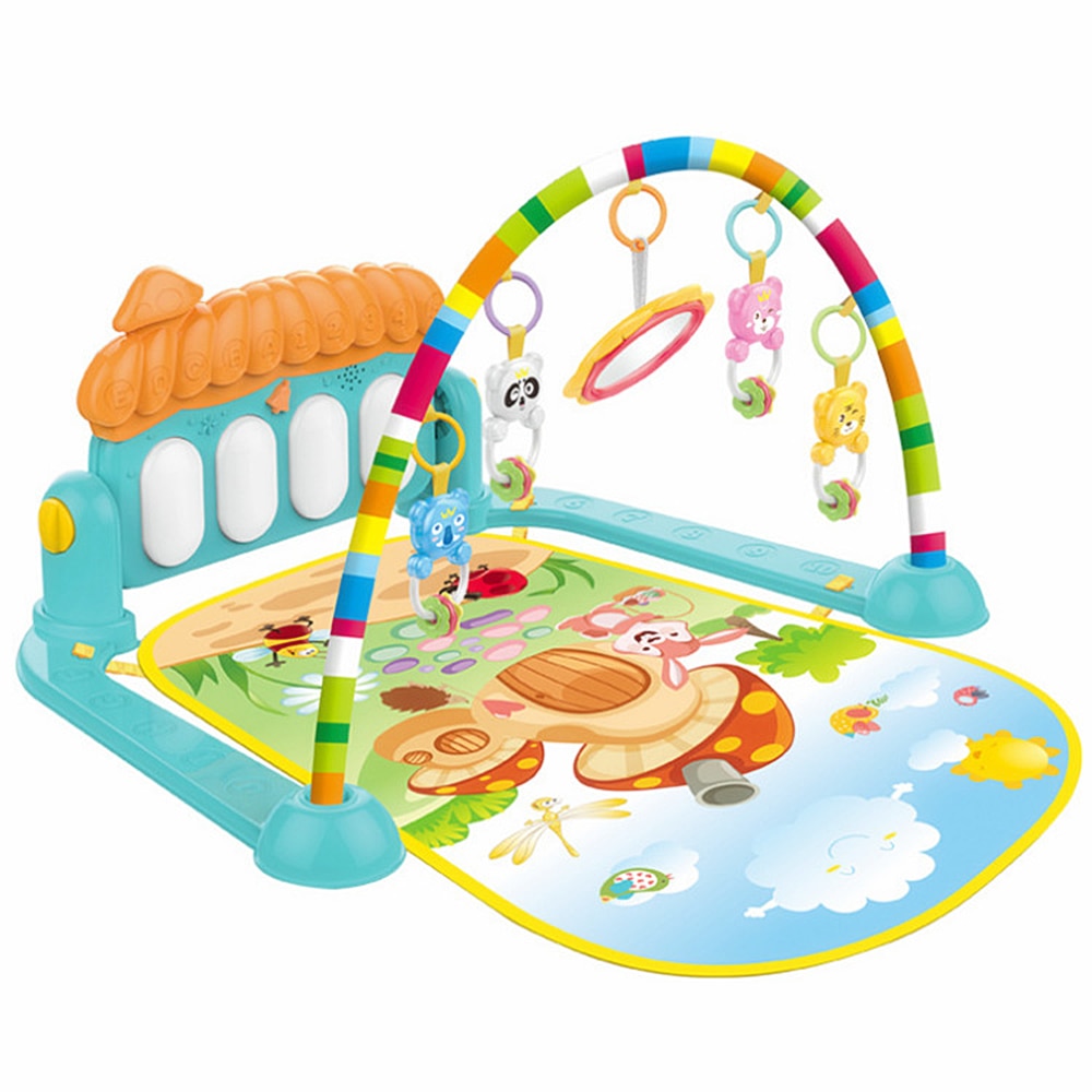 2 em 1 Bebê Chutar e Tocar Piano Ginásio Esteira do Jogo Rastejando Mat Rack de Aptidão Música Rack Da bateria Brinquedo Educativo Cedo para 0 ~ 36 Meses Os Bebês