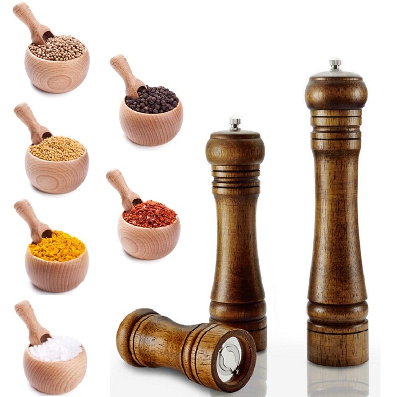 1PCS Eiken Grinder Zout en Peper Grinder Spice Grinder multifunctionele Kruiderij Fles Keuken Gereedschap (5,8, 10 inch) Pepermolen