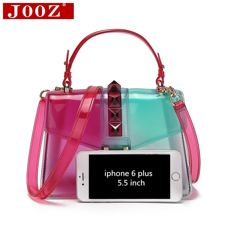 Clear Transparent saddle Bag Women rivet Jelly Bags Purse Panelled Color women Handbags sac a main femme Shoulder Bag