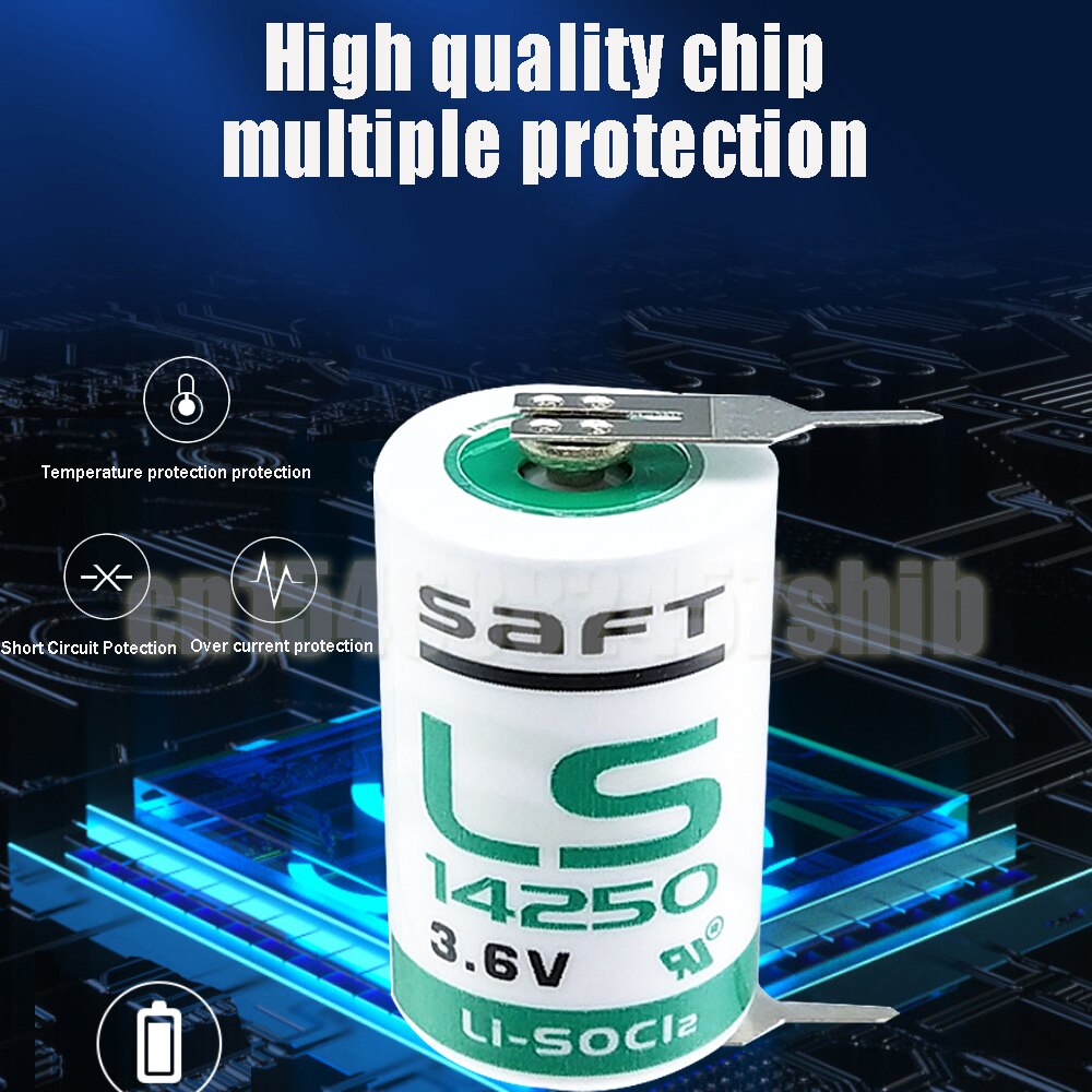 2pcs SAFT 14250 LS14250 14250 3.6V 1/2 AA 1/2AA 3.6V 1200mAh Lithium Battery With Pins For PLC CNC Water Meter Primary Battery
