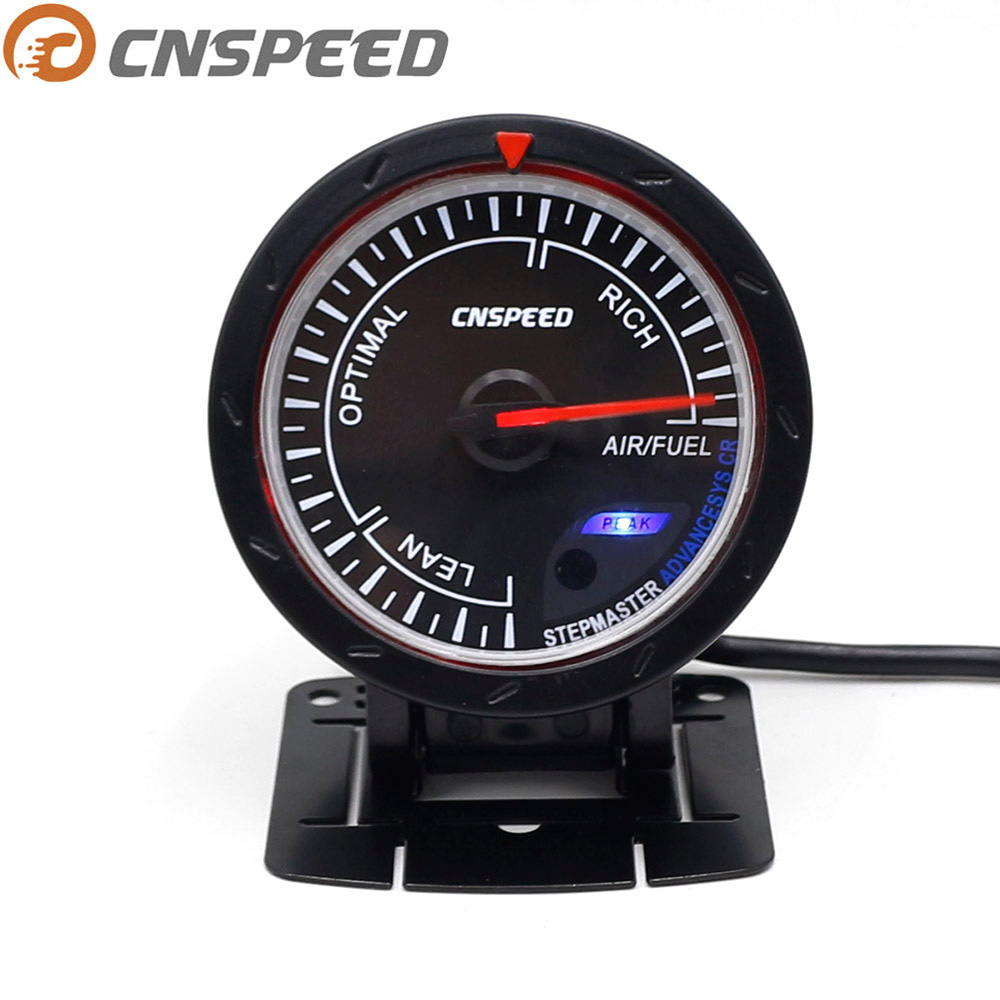 Medidor de relación aire-combustible CNSPEED 60MM 12V para coche Indicador de relación aire-combustible ligero rojo y blanco medidor de relación cara negra AFR YC101353