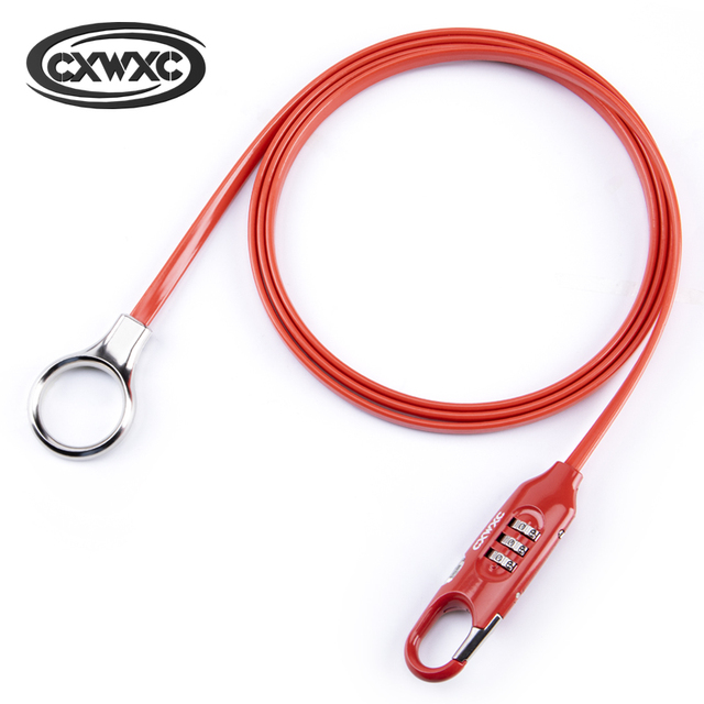 Bicycle Lock With Combination Cable Lock For Mountain Road Bike Helmet Lightweight Multifunction Luggage Cycle Bike Lock: Red