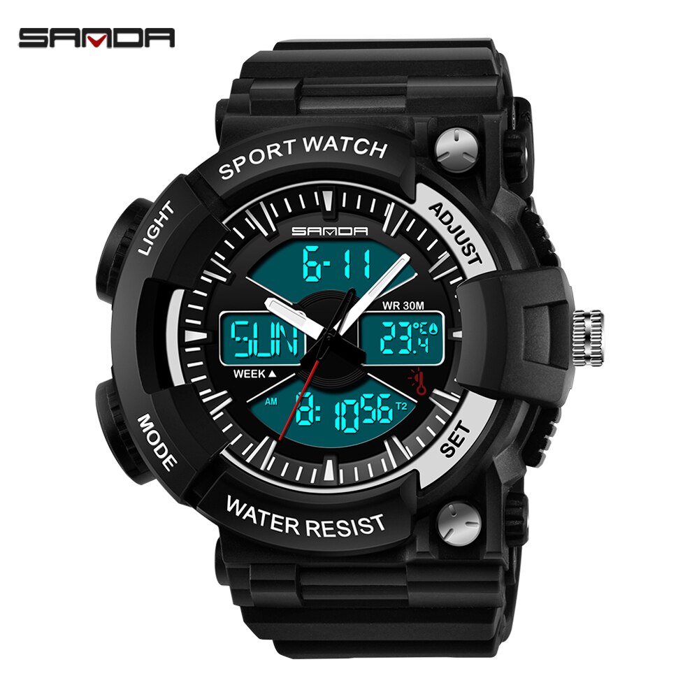 Mannen Dual Display Horloges Digtal Horloge Heren Outdoor Sport Waterdichte Led Klok Duiken Elektronische Horloges Schok Temperatuur