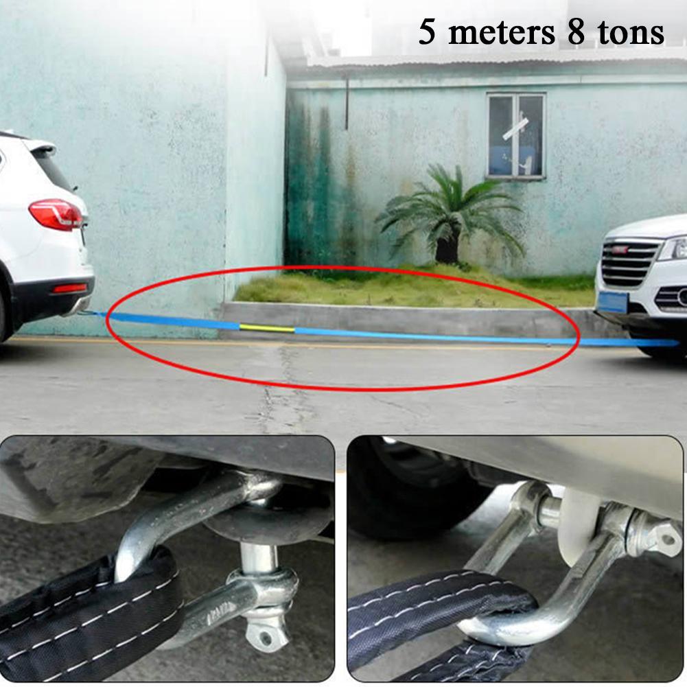 5M 8 Tons Winch Tow Cable Tow Strap Car Towing Rope With Hooks For Heavy Duty Car Emergency Off Road Emergency Tow Rope