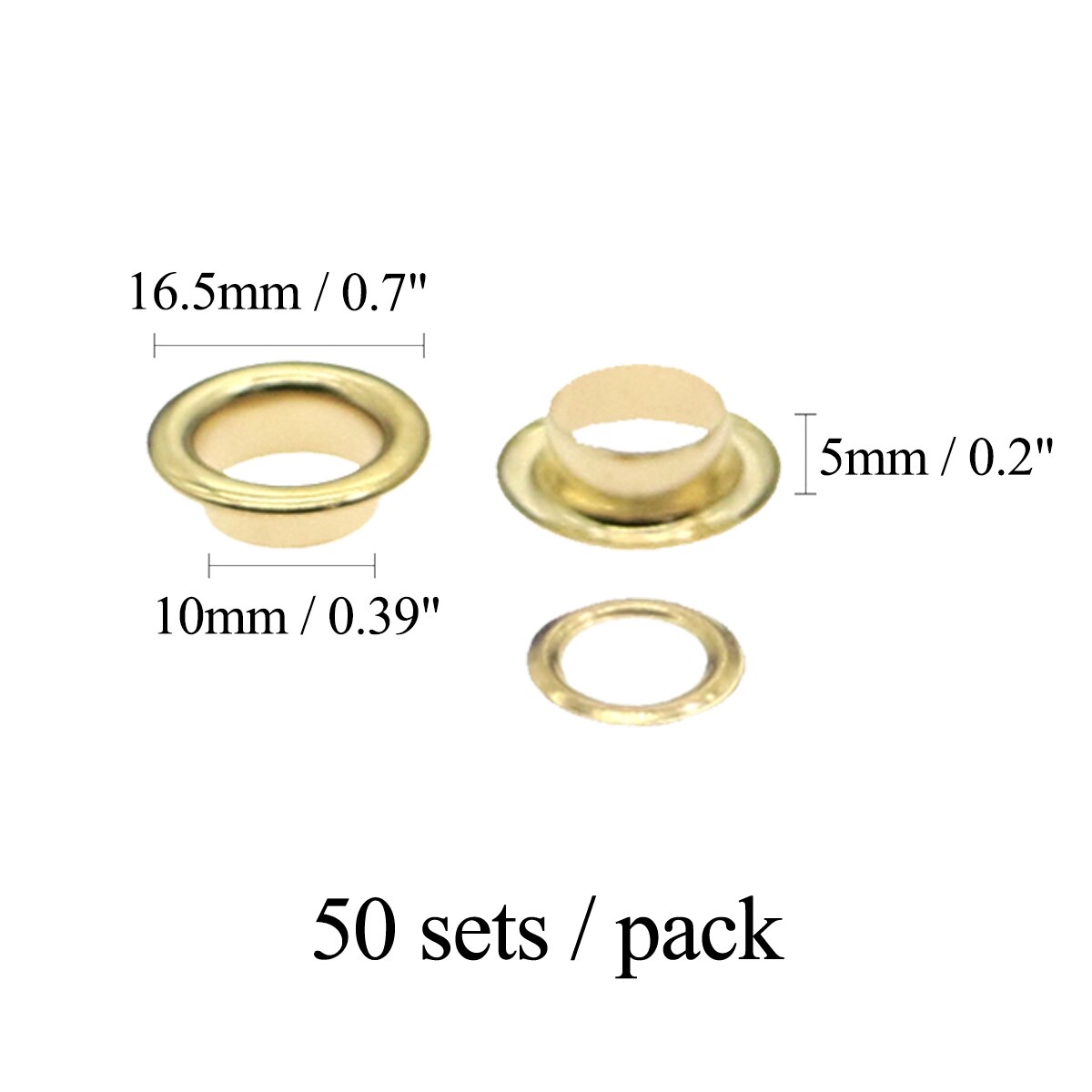 50 sätze/paket (Außen durchmesser) 16,5mm (interne) 10mm (high)5mm öse größen 10mm Runde kante öse tülle silber cyan goldene: Light gold 50sets