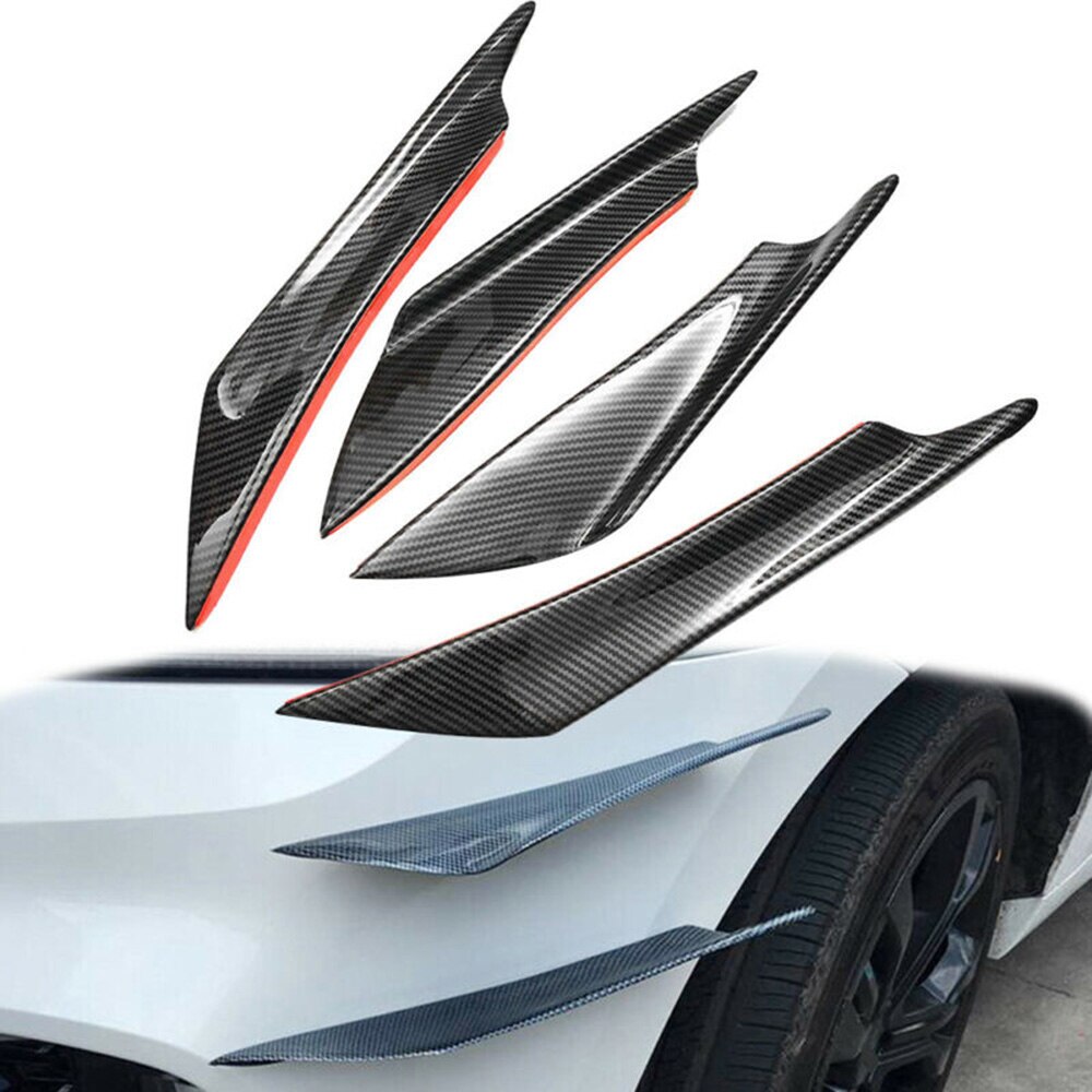 4Pcs L/R Car Front Bumper Fin Shunt Diffuser Splitter Spoiler Universal Anti-UV Auto Vehicles Parts Body Kits