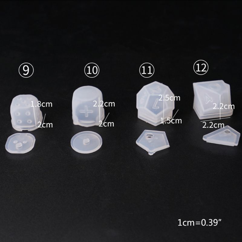 DIY Crystal Epoxy Mold Dice Fillet Shape Multi-spec Digital Game High Mirror Silicone Mould Making Accessories